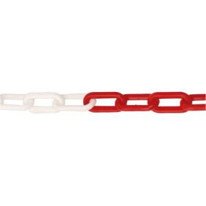 Plastic Oval Linked Chain Reel Red + White 8mm x 25m