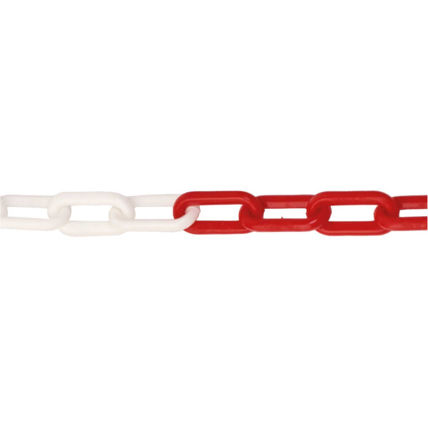 Plastic Oval Linked Chain Reel Red + White 8mm x 25m