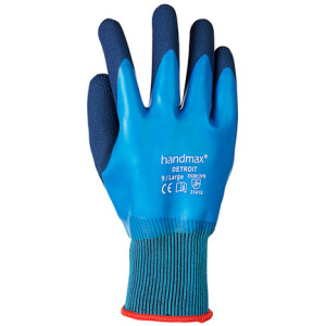 Detroit Blue Latex Coated Waterproof Gloves