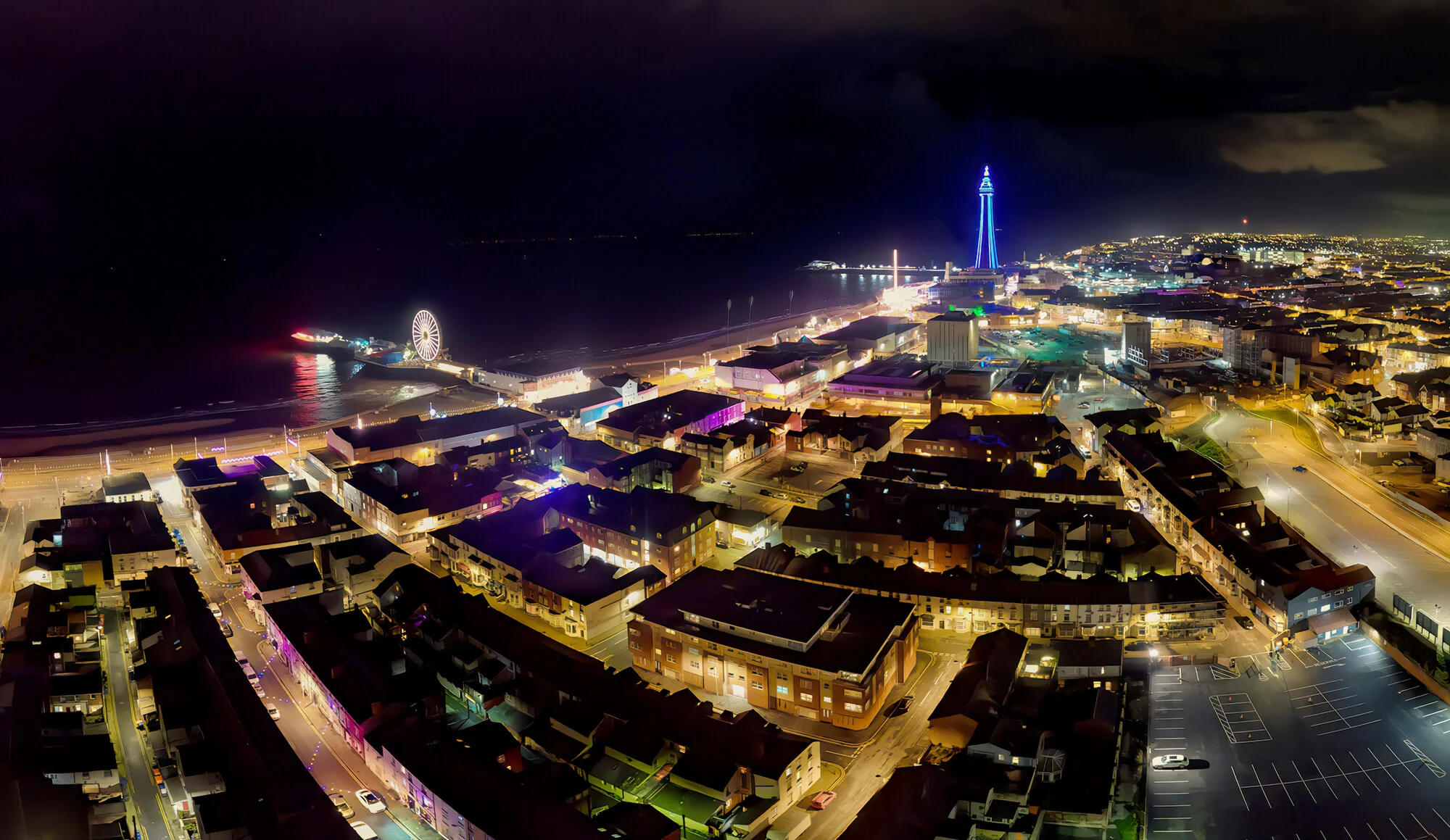 An aerial view of the illuminations at Blackpool in Lancashire,